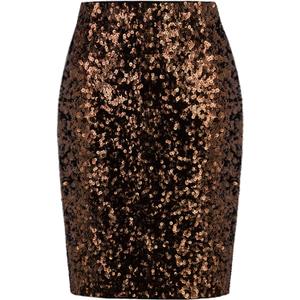 Vijiv Women's Sequin Skirt Midi High Waist Elegant Stretchy Sparkle Side Slit Pencil Skirt Party Cocktail (X-Large)