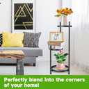 3-Tier Metal Plant Stand for Indoor & Outdoor, Heavy Duty Corner Flower Shelf Display Rack for Living Room Balcony Patio Garden Bedroom Classroom Black (Black-B)