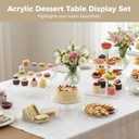 Dessert Cake Stands Set, Dessert Table Display Set:2 Display Risers 1 Pcs 4 Tier Cupcake Tower and 3 Clear Round Dessert Trays Cake Table Holder for Wedding Baby Shower Decor
