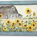 ArtSquare Rustic Summer Sunflowers Cabin Wood Framed Wall Art 40x20 Inch