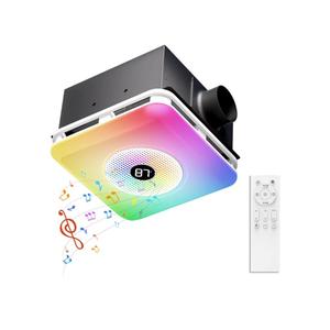 BSEED Bathroom Exhaust Fan with Bluetooth Speaker & LED Light, 230 CFM 1.5 Sone, 7-Color RGB & 3CCT Adjustable Light, Music Sync, Digital Display, Remote Control, Easy Install (White