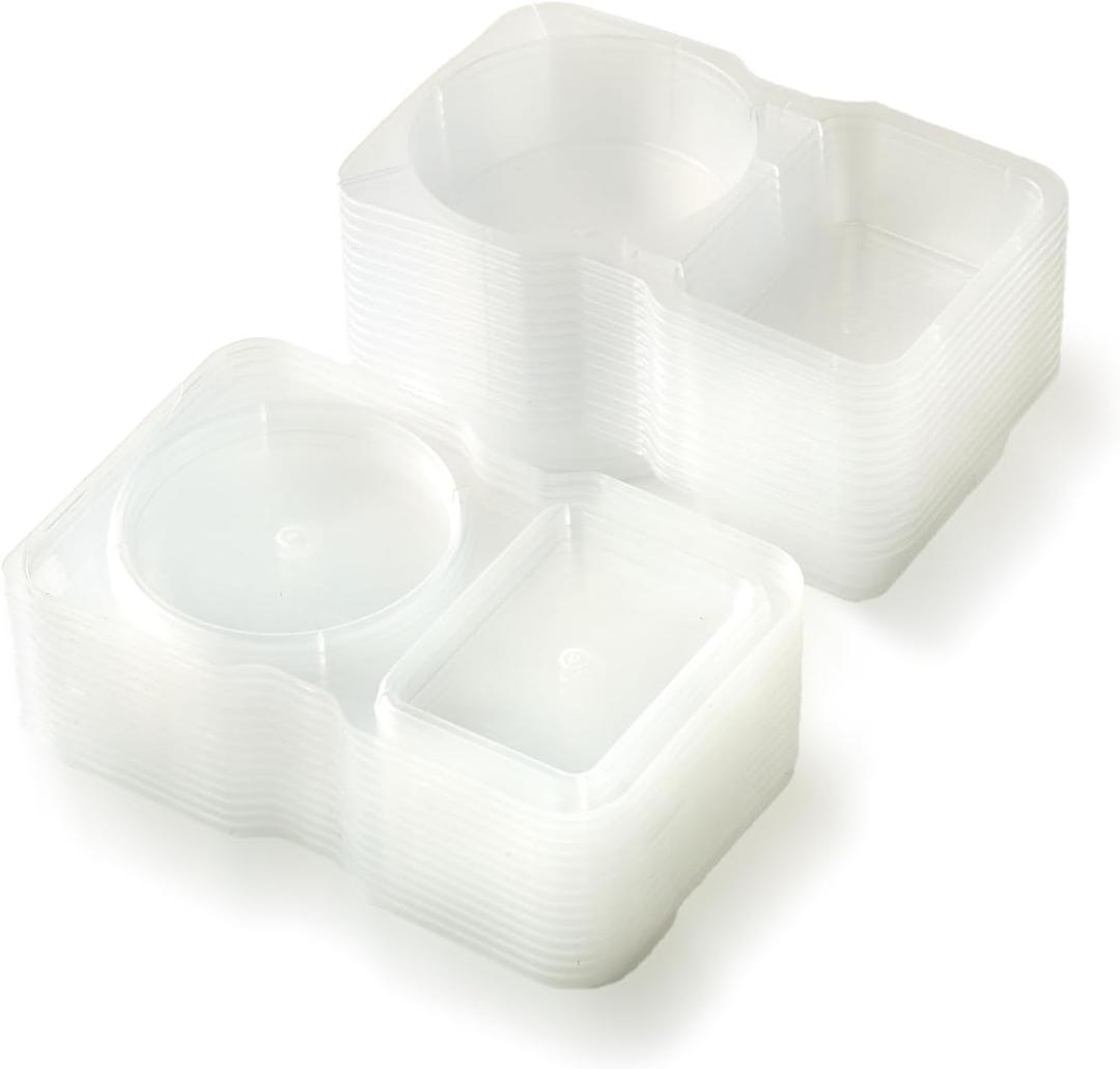 30Pcs 130ml Disposable Sauce & Dip Cups, 2Compartment Plastic Condiment Containers for Ketchup, Salad Dressing, Oil & Vinegar, Chili Sauce