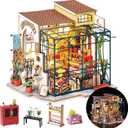 Rolife DIY Miniature House Kit Flower Shop, Tiny House Kit for Adults to Build, Mini House Making Kit with Furniture, Halloween/Christmas Decorations/Gifts for Family and Friends(Emily's Flower Shop)