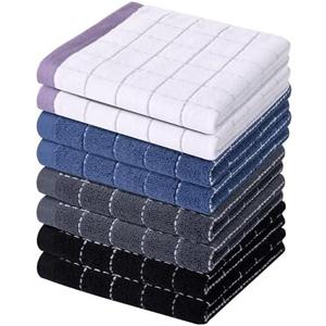100% Cotton Terry Kitchen Dish Cloths, Ultra Soft and Absorbent Dish Towels for Kitchen, Suitable for Drying and Washing Dishes, 8 Pack, 12 x 12 Inches, Mixed Colour