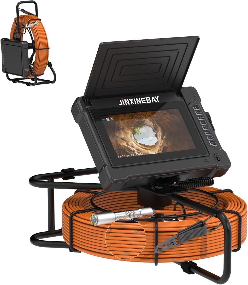 Sewer Camera 100ft 7" Pipe Drain Inspection Camera DVR Borescope Waterproof IP68 18mm Endoscope HD 1000TVL Included 32GB Card for Home Wall Duct Drain Pipe