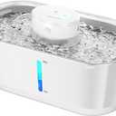 Cengcen Wireless Cat Water Fountain Cordless (Arctic White) - 5000mAh Battery Operated, 3.0L/101oz Dual Faucet, Dual Filters Design for Multiple Cats Indoor - Comes with 2 Filters