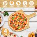 4 Pack Bamboo Pizza Peel 12 Inch, Wooden Pizza Paddle with Ergonomic Long Handle, Pizza Cutting Board for Serving, Charcuterie, Bread  Natural Wood Pizza Peel Set for Oven, Dishwasher Safe