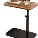 C End Table Adjustable Height, C Shaped Side Tables Living Room and Bedroom for Sofa, Chair, Bed, Coffee Small Spaces Side Table (Walnut Brown)