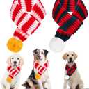 2 x JaGely 2 Pieces Christmas Dog Knitted Scarf Holiday Cute Scarf for Small Medium Cat Xmas Winter Dog Bandanas Decor for Pet(Red and White, Red and Green,Striped)