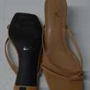 Athlefit Women's Strappy Kitten Heels Flip Flops Square Open Toe Low Heels Fashion Party Dress Thong Heeled Sandals (10, Camel)