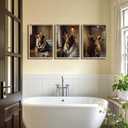 3pcs Funny Highland Cow Bathroom Wall Art Animal Bathroom Wall Decor Brown Cattle Picture Rustic Farmhouse Style Posters Prints Cow in Toilet Decorations for Restroom Home Decoration
