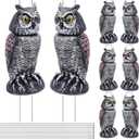 8 Pack Owl Decoys to Scare Birds Away, Fake Owls Scarecrow Yard Lawn Sign with Stakes Pest Repellent Bird Deterrents Waterproof Plastic Owls Decorations for Gardens Patio Outdoor(1 Pattern)