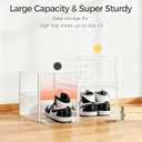 Pinkpum Upgraded Hard Shoe Storage Box 12 Pack X-Large Fit Size 12, Thicken & Sturdy Clear Plastic Stackable Shoe Organizer Box Closet, Sneaker Storage Display Case Holder Bins with Magnetic Door