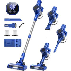 Cordless Vacuum Cleaner, 35Kpa Vacuum Cleaners for Home, Lightweight Household Stick Vacuum Cleaner, LED Display, Rechargeable, Handheld Vacuum for Pet Hair Carpet Hardwood Floor, AS2208