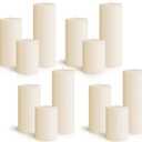 Sumind Set of 12 Pillar Candles Bulk 3"x 4", 6", 8" Dripless Unscented Poured Candles Long Clean Burning Tapers for Wedding Rustic Party Spa Bath Home Decor Relaxation All Occasions(Ivory)