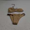 SweatyRocks Women's 2 Piece Bikini Set Cut Out Textured Swimsuit Tie Back High Cut Smocked Bathing Suit (Medium, Champagne)