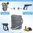 3/8'' Pressure Washer Hose 50FT 4800PSI, Kink Resistant Power Washer Hose Steel Wire Braided with Swivel Quick Connect & 2PCS M22 Adapter, Non Marking Commercial Grade Pressure Water Hose