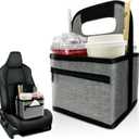 Reusable Coffee Cup or Cans Carrier, Take Out Cup Holder, Handle Tote Bag Drink Holder with 2 Organizer Pockets for Hot & Cold Beverages, for Delivery and Take Out (Neoprene Gray)