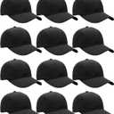 Falari Wholesale Bulk Lot 12-Pack Baseball Cap Adjustable Size Plain Blank Solid Color