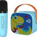 Dinosaur Karaoke Machine for Kids,Portable Bluetooth Speaker with Wireless Microphone,Kids Music Player Toys for Boys,3,4, 5, 6, 7, 8+ Years Old, Teens Birthday (Yellow Dinosaur)