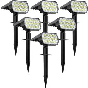 WELALO Solar Spot Lights Outdoor, [6 Pack/65 LED/3 Modes] Solar Landscape Spotlights, Solar Powered Christmas Halloween Lights, IP68 Waterproof Wall Lights for Walkway Yard Garden Driveway(Cool White)