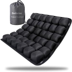 Sodurue Travel Cushion Airplane Seat,Airplane Seat Cushion for Long Flights,Press Type Air Inflatable Wheelchair Seat Cushion for Car,Office,Stadium,Ergonomic Comfort Support,Heavy Duty (36 Air Bag)