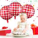 Threan 50 Pieces 18 Inches Checkerboard Balloons Aluminum Foil Balloons Party Decorations for Summer Picnic BBQ Party Decor Birthday Holiday Racing Themed Supplies(Red, White)