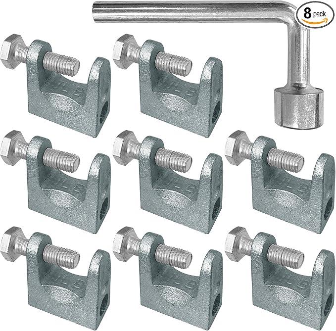 Beam Clamp, 8Pcs, 1" Jaw Opening, 1/2" Diameter Threaded Rod
Adjustable C Beam Clamps, Zinc Plated Iron, Joist Jaw Clamp Tool
