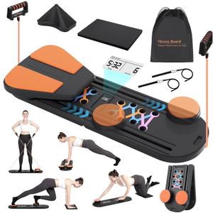 Pilates Board - Multifunctional Pilates Board for Home Workout with Smart Timer ,Portable and Foldable Pilates Board for Women, Travel-Friendly Pilates Reformer Set with Storage Bag (Black)