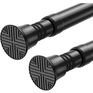 Small Tension Rods 2pack 16-38Inch Black Tension Curtain Rod Spring Rod Adjustable Curtain Rods No Drilling for Windows Short Tension Rods for Doorway,Closet,Window