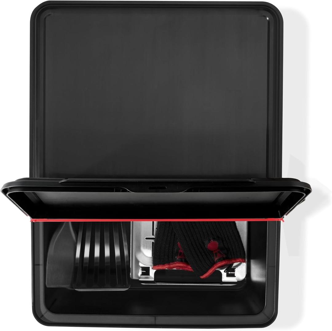 Weber Works Outdoor Storage Bin WeatherResistant Grill Tool & Accessory Organizer with Hinged Lid - Side Tables & Carts