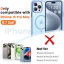 for iPhone 15 pro max Phone Case, Compatible with Magnetic, Military Grade Drop Protection Translucent Matte Shockproof Anti-Scratch Case for iPhone 15 pro max (Azure Blue)