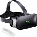 3D VR Headset, Virtual Reality 3D VR Glasses, Anti-Blue Light Adjustable 3D Headset Helmets for iPhone or Android Compatible with 4.5” to 6.7” inch with Controller (Black)