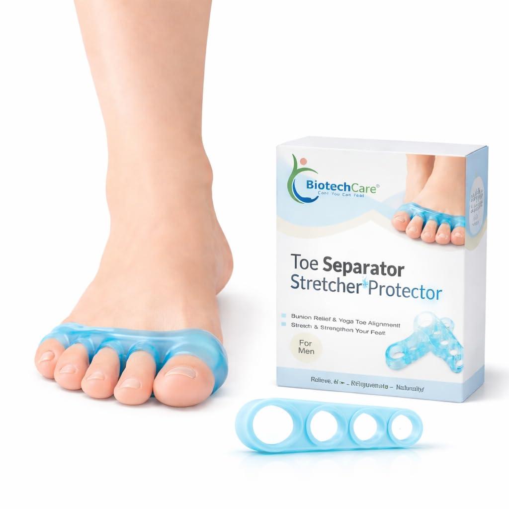 10 x Toe Separators for Women Silicone Toe Spacers for Natural Toe Alignment, Soft Ergonomic Toe Spreaders for Bunion Support, Yoga, Relaxation & Daily Foot Care (Blue, Regular Size)
