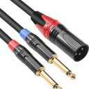 Disino Dual 1/4 inch to XLR Male Y Splitter Cable,Male XLR to Dual 6.35mm TS Mono Plug Microphone Audio Converter Adapter - 6.6 feet