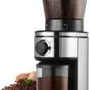 Burr Coffee Grinder, Electric Conical Coffee Bean Grinder With 30 Adjustable Grind Settings For 2-12 Cups, Sliver & Black