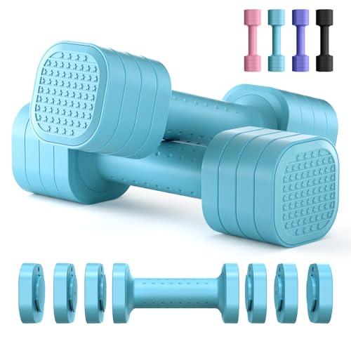 Zempox Adjustable Dumbbell Set of 2, 4 in 1 Free Weights Dumbbells Set for Women, Hand Weights for Women at Home, Each 2lb 3lb 4lb 5lb with TPU Soft Rubber Handle for Home Gym Exercise Training, Purple
