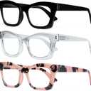 CCVOO Stylish Reading Glasses for Women, Eyeglasses, Blue Light Readers for Women, Computer Eye Glasses, Cheaters (Grey-pink Mix, +1.50)