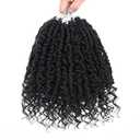 Leeven 10 Inch Goddess Passion Twist Crochet Hair 8 Packs Boho Style Crochet Twist Pre Twisted Bomb Twist Curly Ends Black Pre Looped Bohemian Synthetic Braids for Women #1B