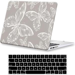 Compatible with MacBook Air 13 inch Case 2021 2020 2019 2018 Release M1 A2337 A2179 A1932, Protective Plastic Hard Shell Case & Keyboard Cover, Has Logo Cutout, Butterfly