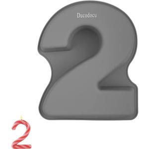 Ducodocu Silicone Cake Pans 3D Large Number Cake Mould Novelty Cake Tins DIY Baking Mold for Birthday Wedding Anniversary 10 inch Number of 2