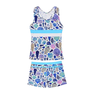 JerrisApparel Little Girls Summer Two Piece Boyshort Tankini Kids Swimsuit, 6-7Y