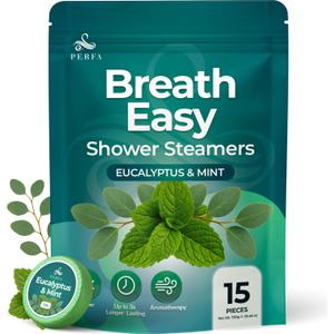 Shower Steamer with Eucalyptus Shower Bombs | 15 Extra Thick Tablets | Menthol Shower Steamers Aromatherapy | Self-Care and Body Restore Shower Steamer | Relaxing Vapor Shower Tablets by Perfa