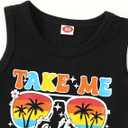 YOUNGER TREE Toddler Baby boy summer clothes Beaches Love Me Sleeveless Vest Tops+Shorts Kid Casual outfits (Black)
