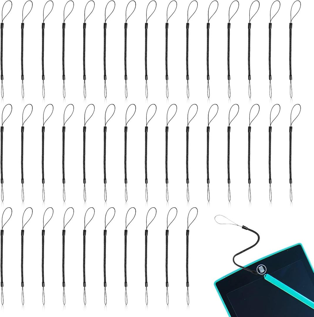 40PCS Pen Leash for Clipboard - Anti-Lose Elastic Tether, Plastic Retractable Coil Strap, Stylus Lanyard for Touchscreen, Clipboard Pen Leash & Coil Set