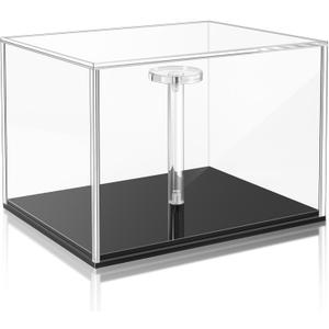 Mini-Helmet-Display-Case, UV Protection Acrylic Display Case Souvenirs and Collectibles Box for MINI Football Helmets with Black Base & Riser (Black Base & Riser, Stackable)