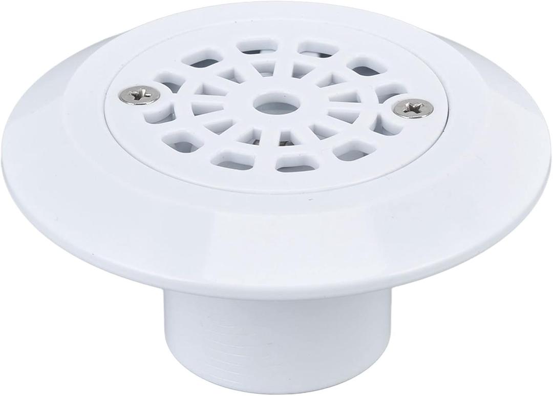 Pool Main Drain, White Round Floor Drain with Anti Blocking Grille and 1.73 Inch Diameter Filter Type Plastic Swimming Pool Main Drain for Swimming Pool, SPA, Pool Replacement Parts (4.01x2.13 Inch)