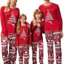 Family Matching Christmas Pajamas Set, Cute Elk Sleepwear for Boys Girls Dad Mum (Red Fireworks, Kid, 2 Years)