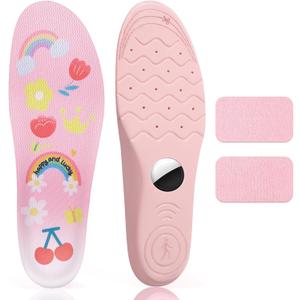 Insoles for Airtag Hidden Holder, Tracker Devise Case for Kids, Comfortable Inserts for Shoes Pink Rainbow (Pink, Foot:6.2-6.9IN/Insole:6.8-7.5IN/10-12C)