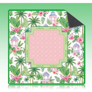 Seenelling Mahjong Mat 31.5" x 31.5" Non-Slip Noise Reduction Mahjong Table Mat Multi Purpose Game Table Cover for Mahj Tiles Board Poker Dominoes Tile Games(Tropical Green)